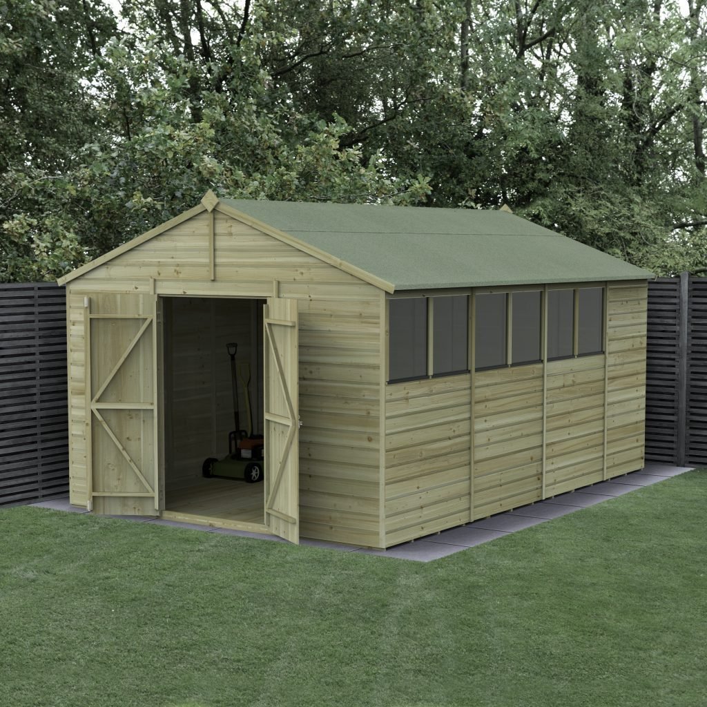 10 x 15 Beckwood Apex Shed with 6 Windows & Double Doors