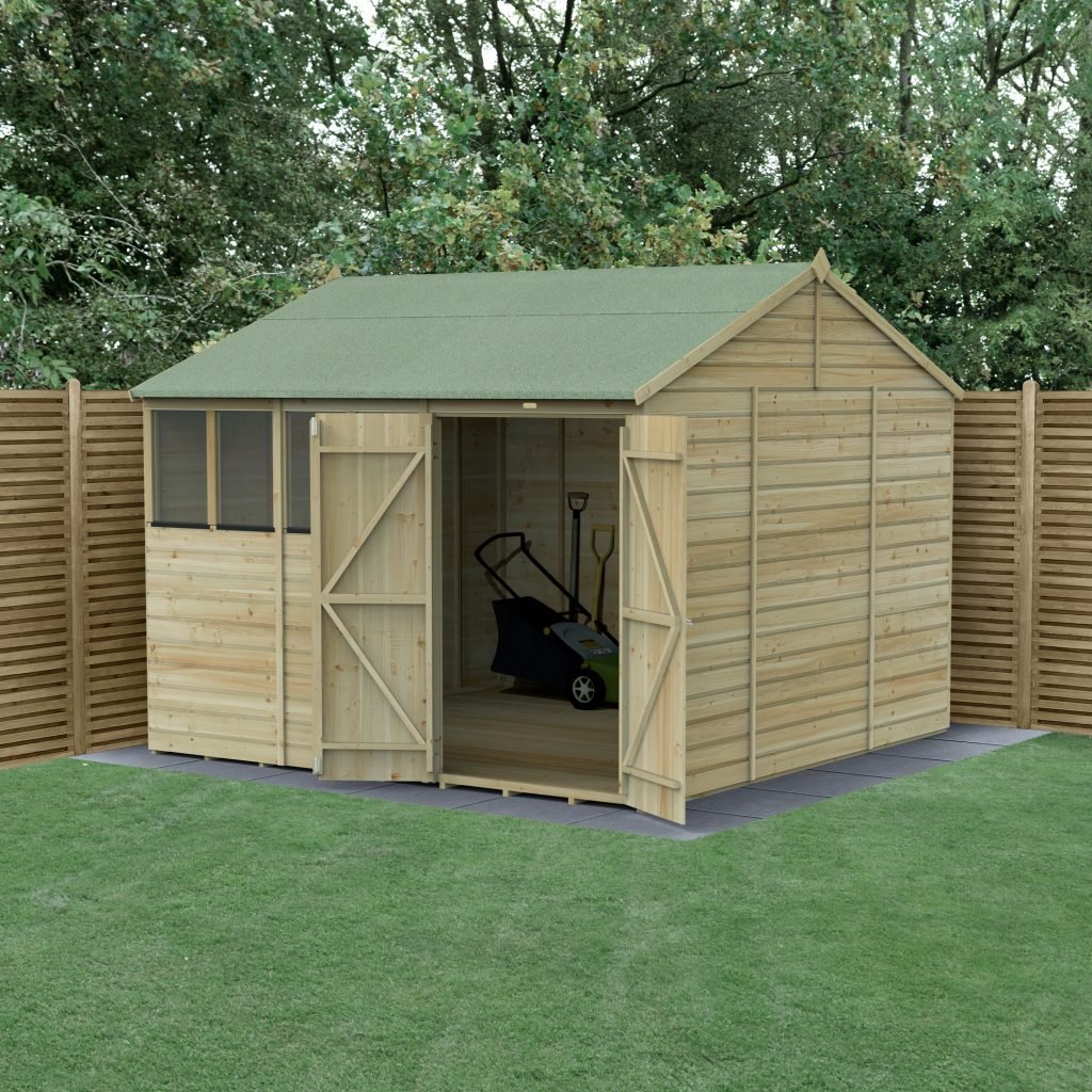 SPR1010DD4WM_3-1024x1024-1.jpg 10 x 10 Beckwood Reverse Apex Shed with 4 Windows & Double Doors - Image 1