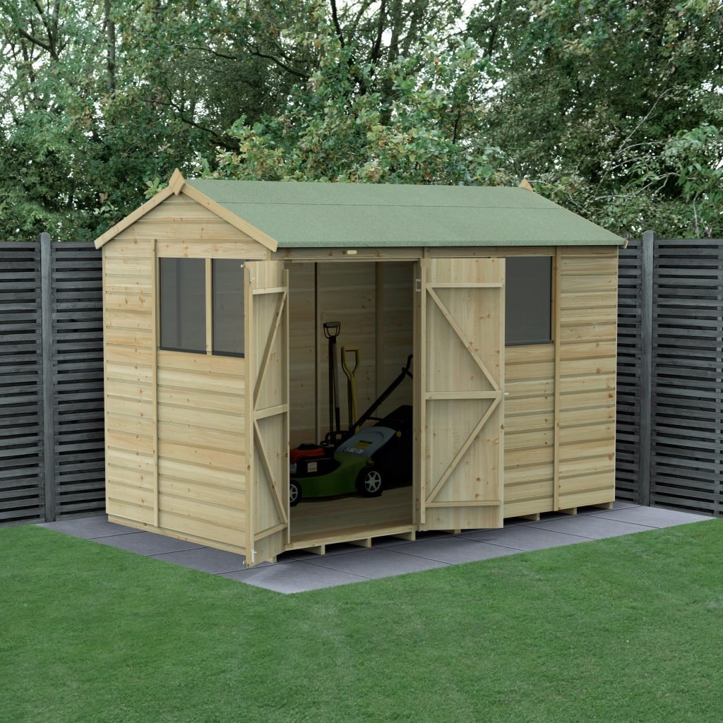 SPR106DD4WM_3-1024x1024-1.jpg 10 x 6 Beckwood Reverse Apex Shed with 4 Windows & Double Doors - Image 1
