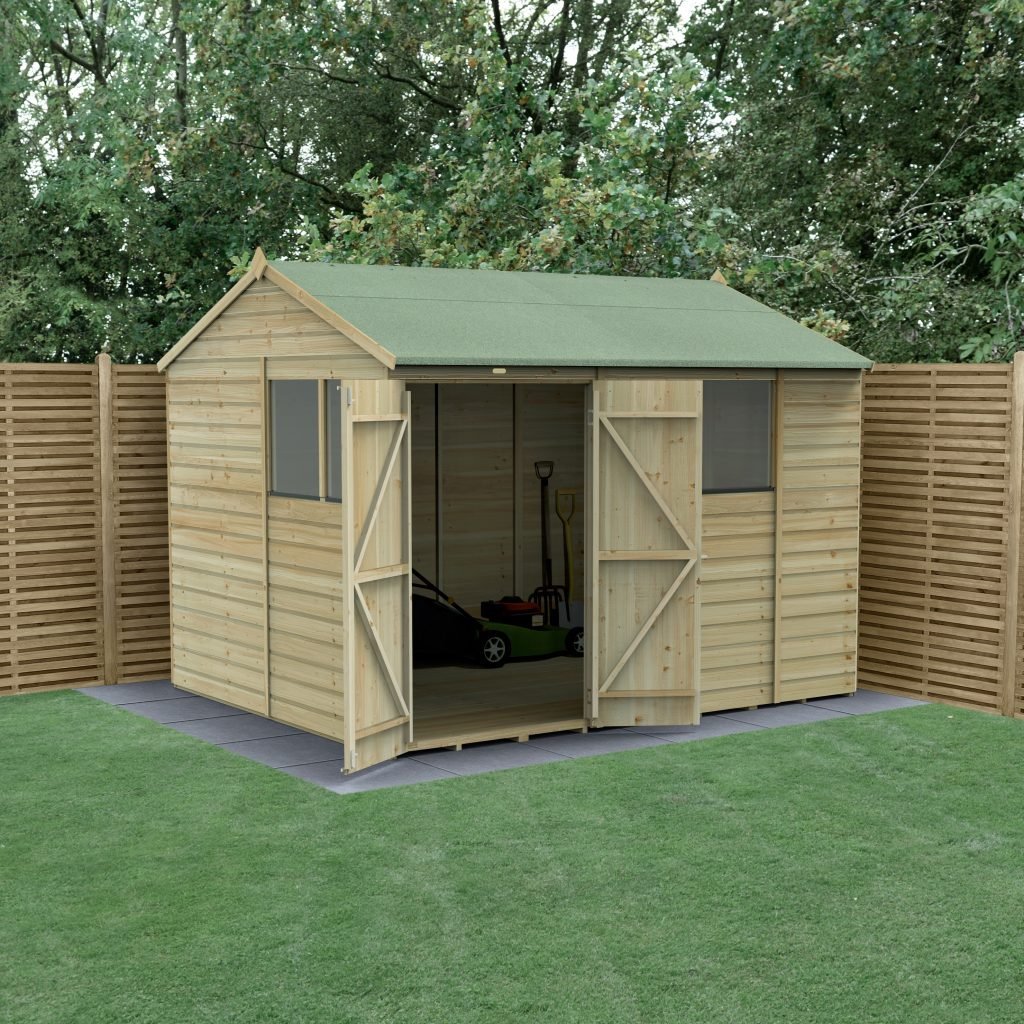 SPR108DD4WM_3-1024x1024-1.jpg 10 x 8 Beckwood Reverse Apex Shed with 4 Windows & Double Doors - Image 1